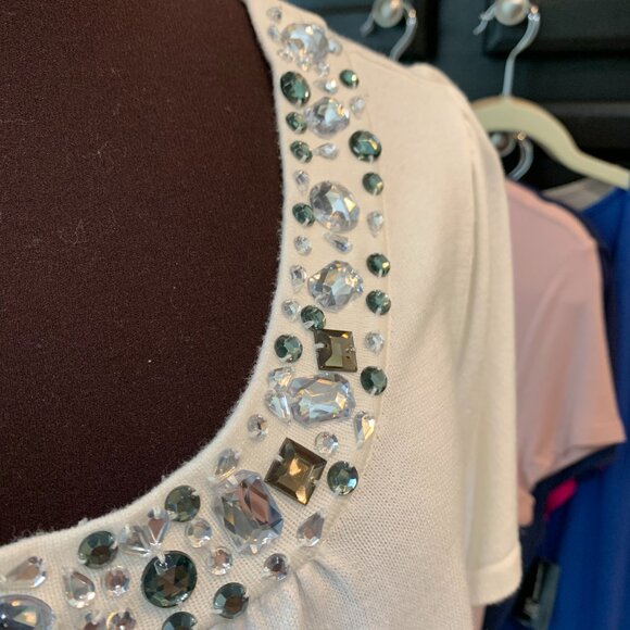 Lane Bryant Jeweled Neckline Sweater White 22/24 - Picture 4 of 8